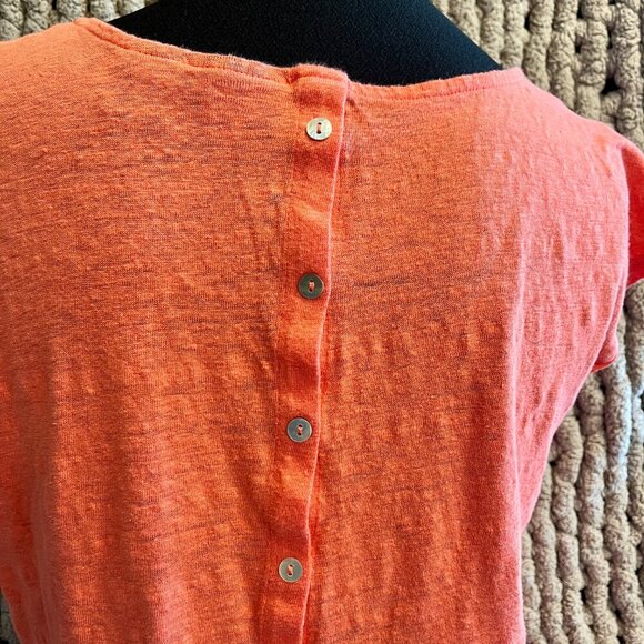 Tahari Coral 100% Linen Cap Sleeve Top Size Large - Picture 10 of 10